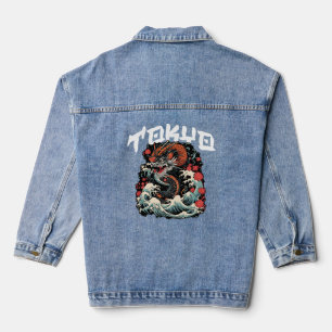 Chaqueta Vaquera Danza del dragón Paisaje marino retro japonés