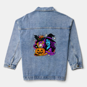 Chaqueta vaquera de arte pop de bruja de Halloween
