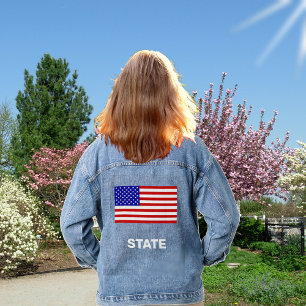Chaqueta vaquera de bandera americana personalizad