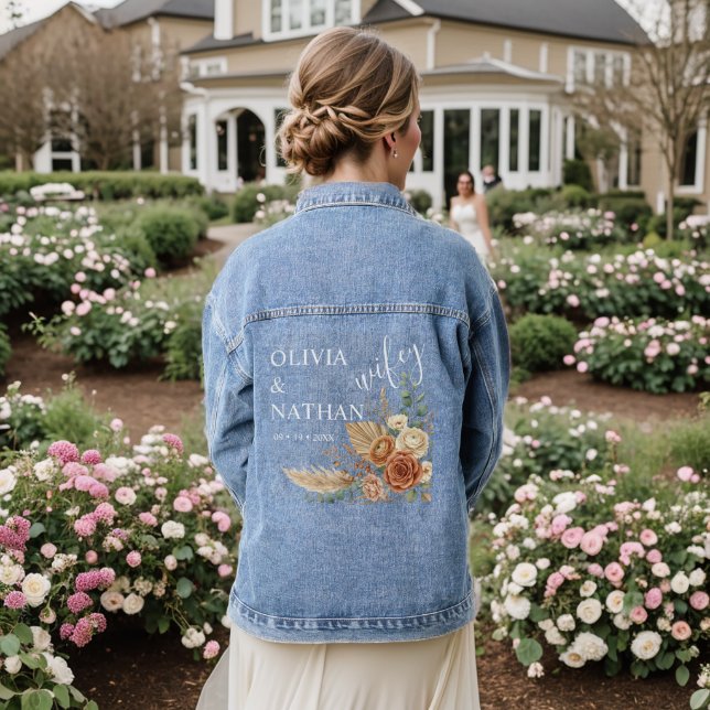 Chaqueta vaquera de boda floral boho rústica elega (Reverso Boda)