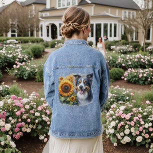 Chaqueta vaquera de Border Collie Sunflower amante