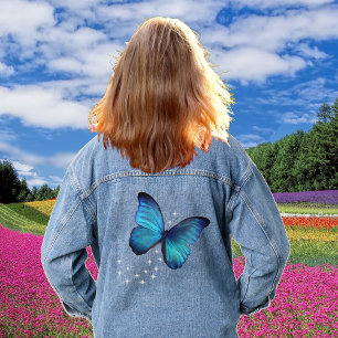 Chaqueta vaquera de mariposa azul mágica y estrell