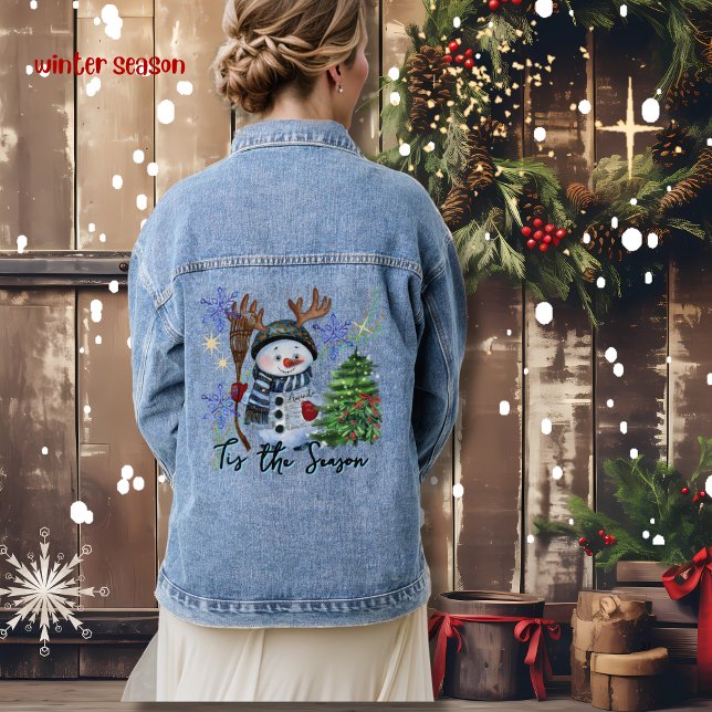 Chaqueta vaquera de Navidad de Invierno Encantado  (Enchanted Winter Wonderland Christmas Denim Jacket)