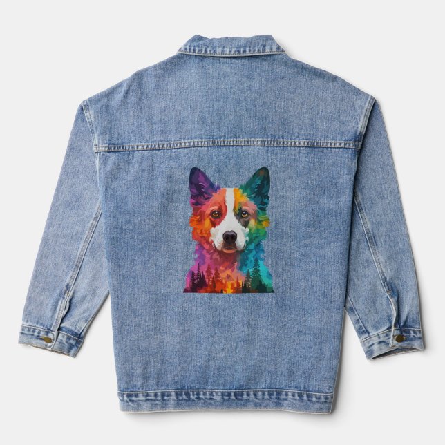 Chaqueta Vaquera de perro colorido (Reverso )