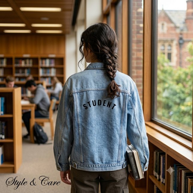 Chaqueta Vaquera Declaración de texto de ESTUDIANTE personalizable (Customizable STUDENT Text Statement Denim Jacket)