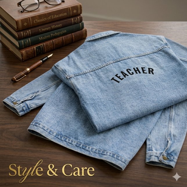 Chaqueta Vaquera Declaración de texto de PROFESOR personalizable (Customizable TEACHER Text Statement Denim Jacket)