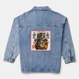 CHAQUETA VAQUERA DENIM JACKET ANGRY TIGER KANJI SYMBOL DIY NAME