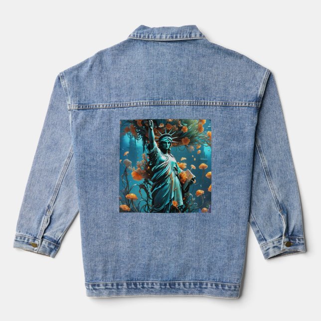 Chaqueta Vaquera Denim Jacket de la personalizado Mujer - estatua d (Reverso )
