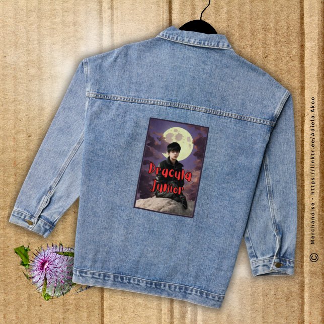 Chaqueta Vaquera Denim Jacket - Drácula Junior - por el poeta Adiel (DJ Denim Jacket design by Poet Adiela Akoo. Browse my store 4 gr8t finds, party decor, favors & more)