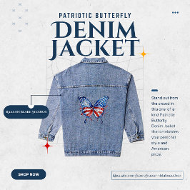 Chaqueta Vaquera Denim Jacket, mariposa patriótica