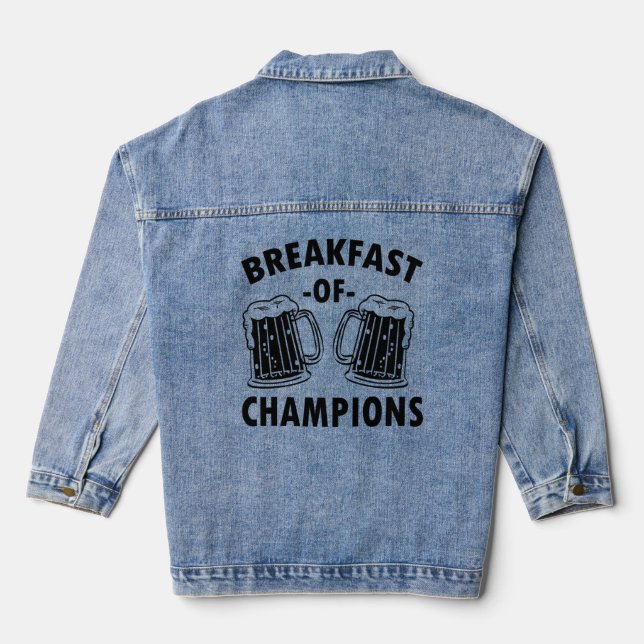 Chaqueta Vaquera Desayuno de Campeones Camisa de cerveza para hombr (Reverso )