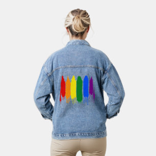 Chaqueta Vaquera Desfile artístico del orgullo gay arcoiris pintado