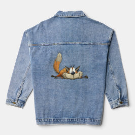 Chaqueta Vaquera Dibujo animado de zorro relajado y lindo