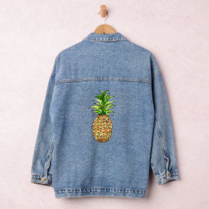 Chaqueta Vaquera dibujo de piña acuarela