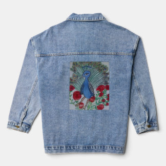 Chaqueta Vaquera Dibujo de rosa de amor de pavo real