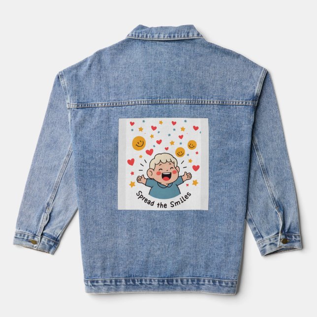 Chaqueta Vaquera Difundir las sonrisas - Personalizado de Doodle li (Reverso )