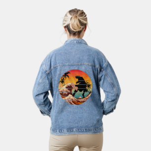 CHAQUETA VAQUERA DINOSAURIO DIVERTIDO OLA DE KANAGAWA VINTAGE