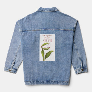 Chaqueta Vaquera Dionaea divertida con mensaje de advertencia