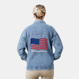 Chaqueta Vaquera Dios bendiga la bandera estadounidense