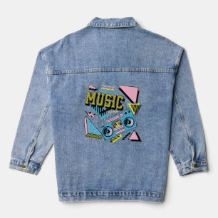 Chaqueta Vaquera Diseño de boombox de música de estilo retro