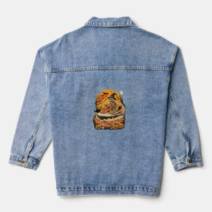 Chaqueta Vaquera Diseño de calavera de bruja de calabaza de Hallowe