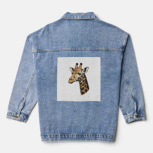 Chaqueta Vaquera Diseño de camiseta con retrato de jirafa de grabad
