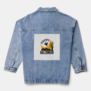 Chaqueta Vaquera Diseño de camiseta de calabaza fantasma Feliz Hall