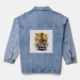 Chaqueta Vaquera Diseño de camiseta de Halloween de dinosaurio esqu