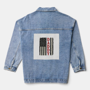 Chaqueta Vaquera Diseño de camiseta de la bandera americana Distres
