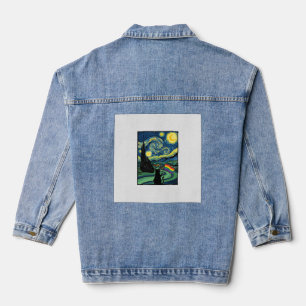 Chaqueta Vaquera Diseño de camiseta vectorial de paisaje nocturno d
