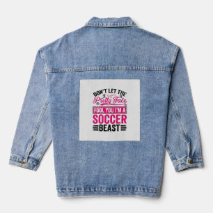 Chaqueta Vaquera Diseño de camiseta vintage de bestia de fútbol de 