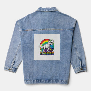 Chaqueta Vaquera Diseño de camiseta vintage de dinosaurio arcoíris