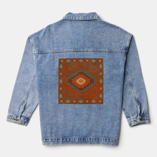 Chaqueta Vaquera Diseño de diamantes geométricos de cañones del sur (Reverso )