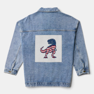 Chaqueta Vaquera Diseño de dinosaurio bandera americana T-Rex patri