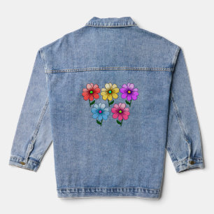 Chaqueta Vaquera Diseño de flores de color de 5 colores