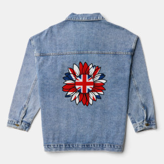 Chaqueta Vaquera Diseño de girasol de bandera británica para mujere