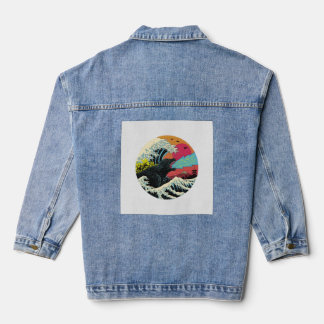 Chaqueta Vaquera Diseño de las olas de Kaiju