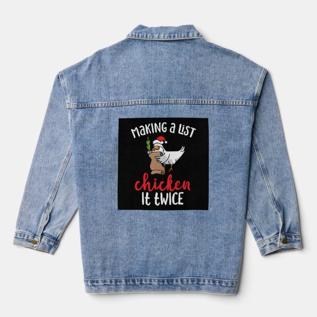 Chaqueta Vaquera Diseño de Navidades de pollo divertidos (Reverso )