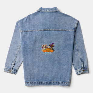 Chaqueta Vaquera Diseño de perro bruja calabaza Halloween Chihuahua