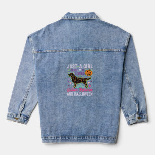 Chaqueta Vaquera Diseño de perro calabaza niña de Halloween Retriev