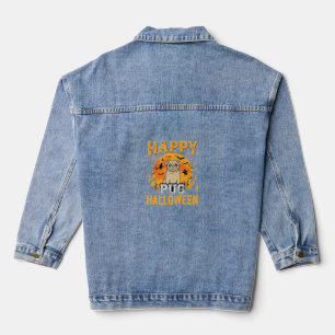 Chaqueta Vaquera Diseño de perro espeluznante de Halloween de Pug f