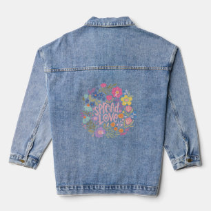 Chaqueta Vaquera Diseño de positividad floral de amor extendida