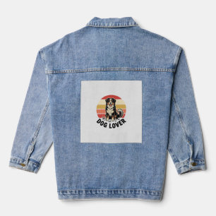 Chaqueta Vaquera Diseño de puesta de sol de perro lindo grabado vin
