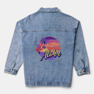 Chaqueta Vaquera Diseño de texto de estilo retro "Aloha"