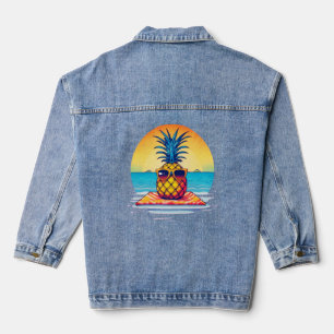Chaqueta Vaquera Diseño de vibraciones de verano de piña de pollo,