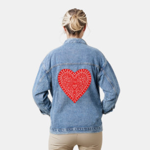 Chaqueta Vaquera Diseño del corazón rojo flotante