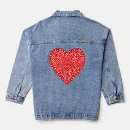 Chaqueta Vaquera Diseño del corazón rojo flotante