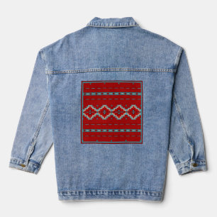 Chaqueta Vaquera Diseño geométrico de Mesas Rojas y Turquesas del S