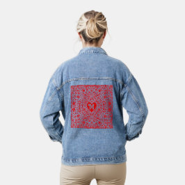 Chaqueta Vaquera Diseño Inicial Personalizado de Corazones Rojos