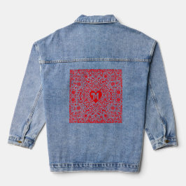 Chaqueta Vaquera Diseño inicial personalizado de los corazones rojo